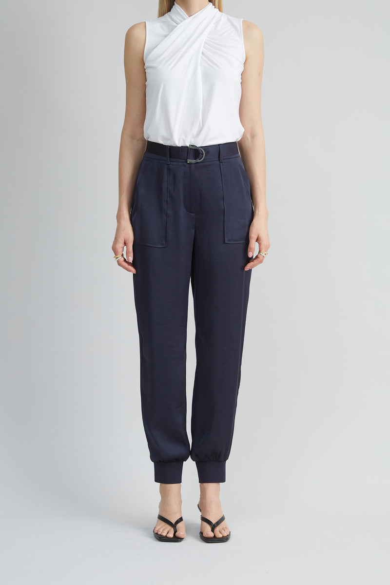 Satin Belted Cargo Pant