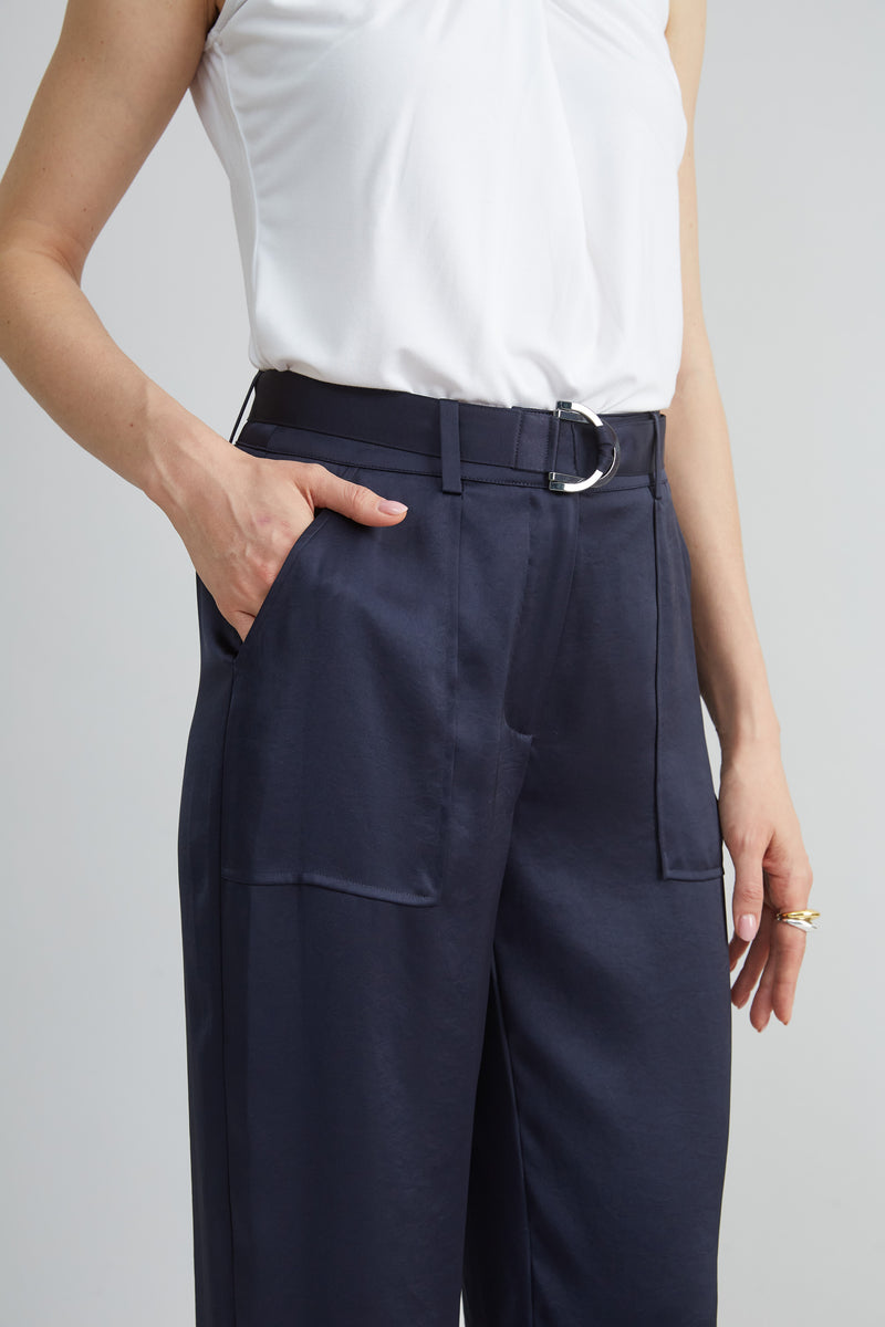 Satin Belted Cargo Pant