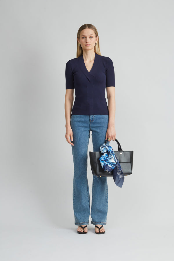 Short Sleeve Cable Twist Sweater