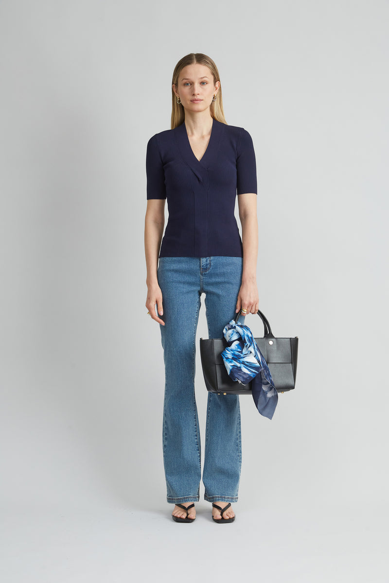 Short Sleeve Cable Twist Sweater