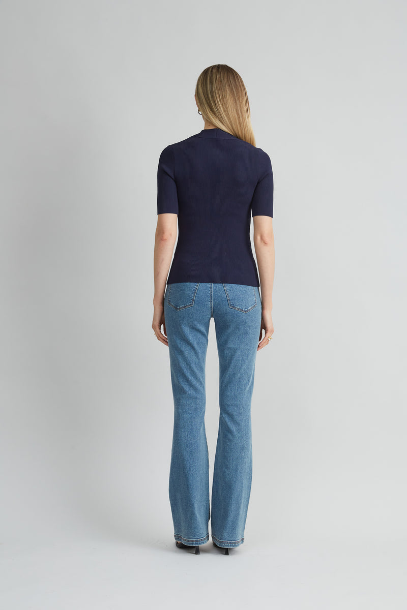 Short Sleeve Cable Twist Sweater