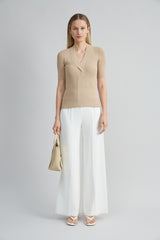 Short Sleeve Cable Twist Sweater