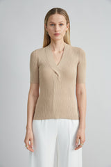 Short Sleeve Cable Twist Sweater