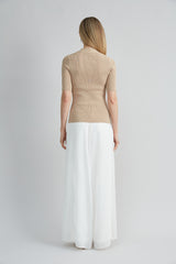 Short Sleeve Cable Twist Sweater