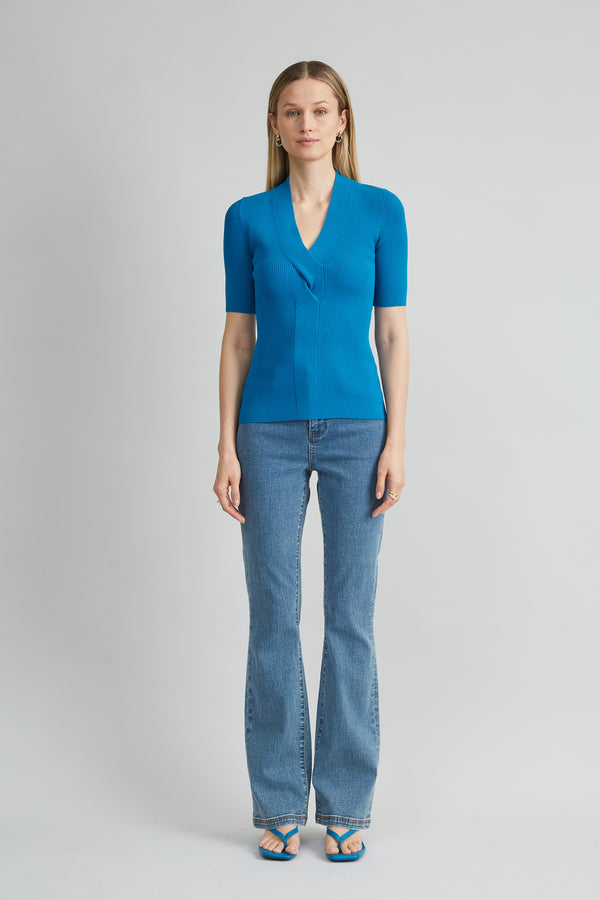 Short Sleeve Cable Twist Sweater