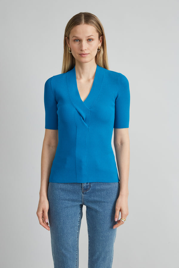 Short Sleeve Cable Twist Sweater