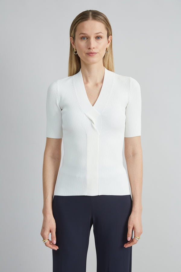 Short Sleeve Cable Twist Sweater