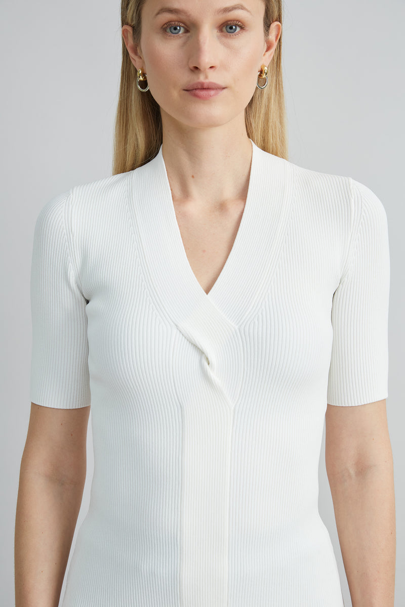 Short Sleeve Cable Twist Sweater