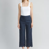 Linen Scallop Hem Pant