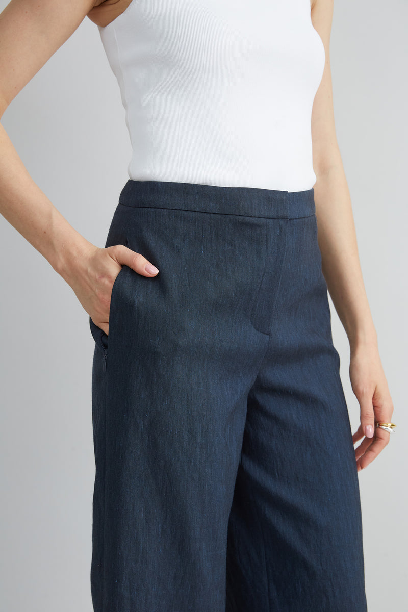 Linen Scallop Hem Pant