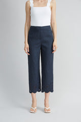 Linen Scallop Hem Pant