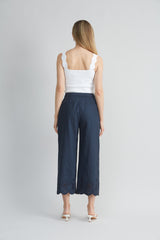 Linen Scallop Hem Pant