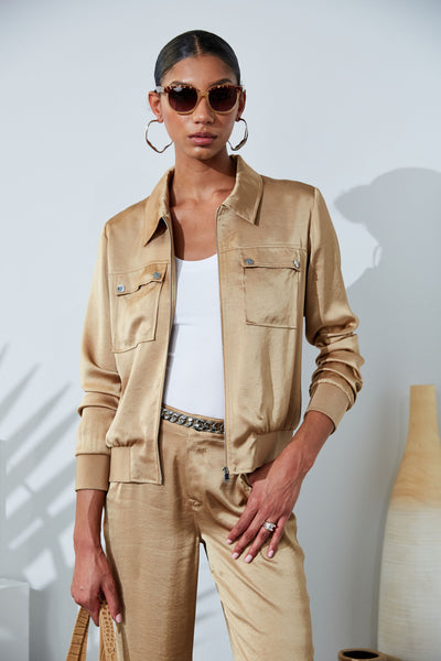 Satin Utility Pocket Jacket Image 5