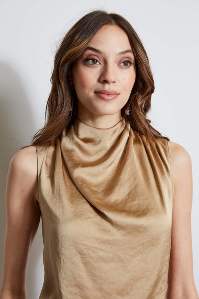Satin Draped Neck Top Image 6