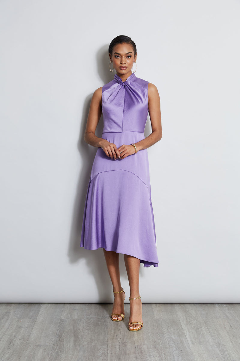 Twist Neck Satin Dress Grape / 10 Twist Neck Satin Dress Grape / 10