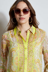 Silk Mosaic Tile Button Down Shirt