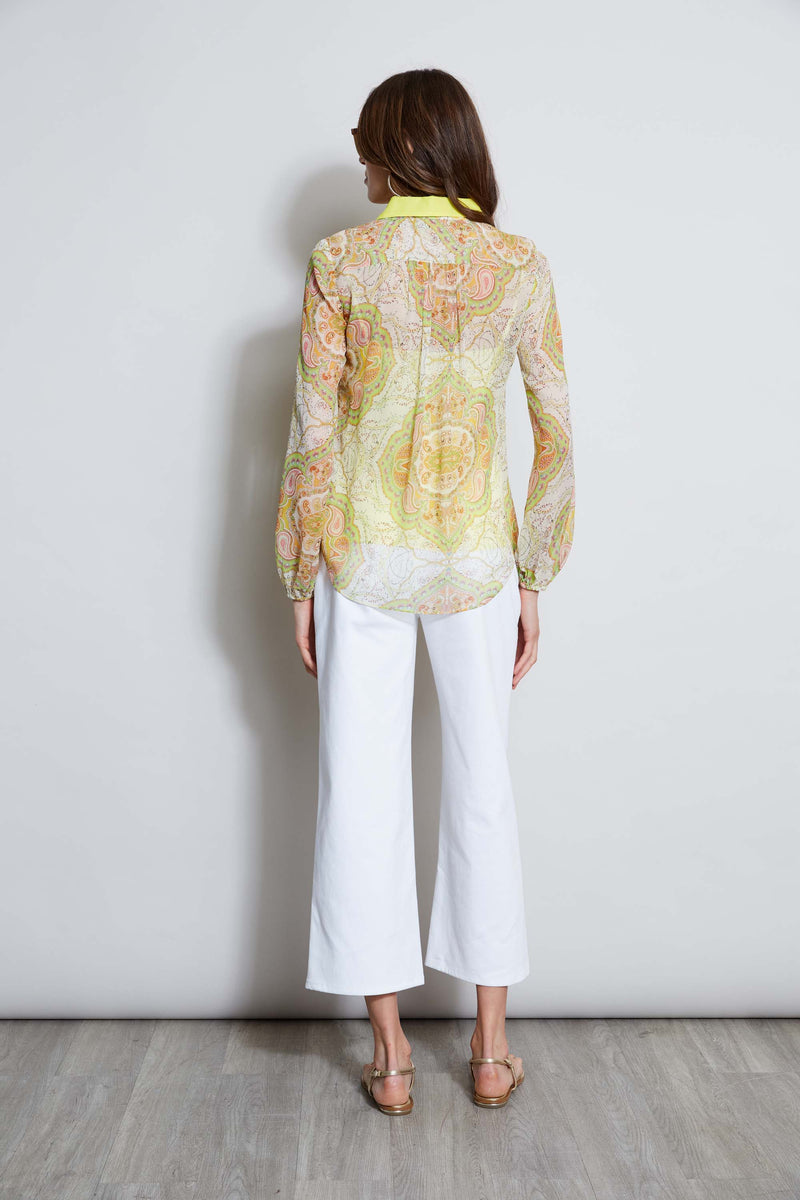 Silk Mosaic Tile Button Down Shirt