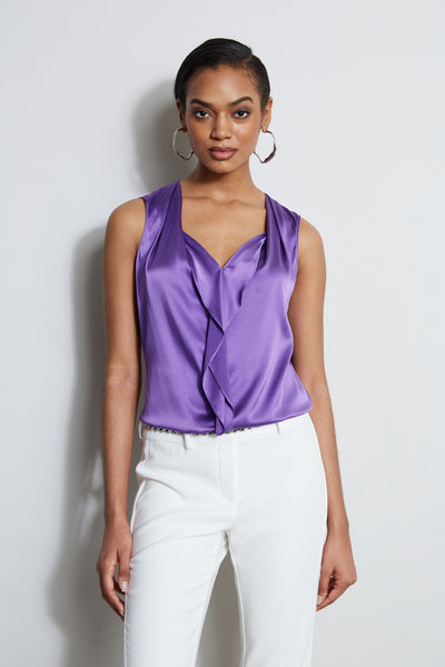 Silk Satin Sleeveless Cascade Shirt Image 1