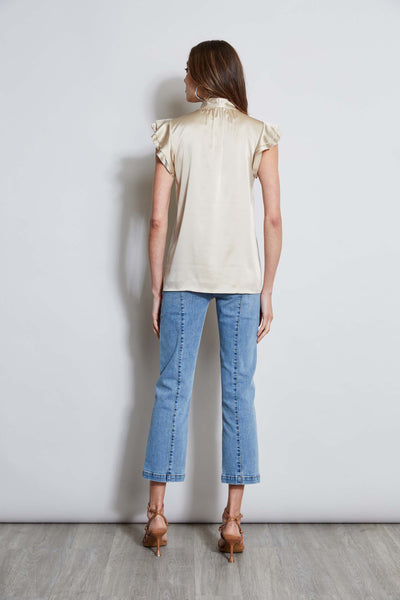 Silk Satin Flutter Sleeve Shirt Image 4