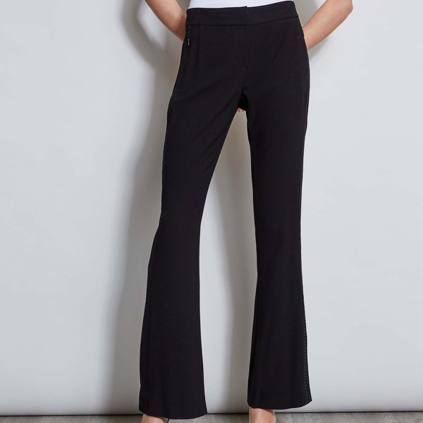 green emerald velvet dress SATIN FLARE TROUSER | BLACK — THIRD FORM