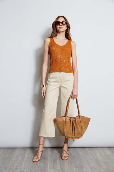 Cotton Crochet V-Neck Sweater Image 3