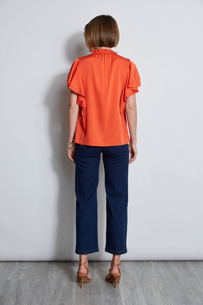 Silk Flutter Sleeve Tie Shirt Image 6