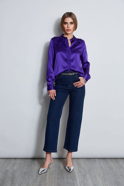 Chiffon Ruffle Silk Satin Shirt Image 3