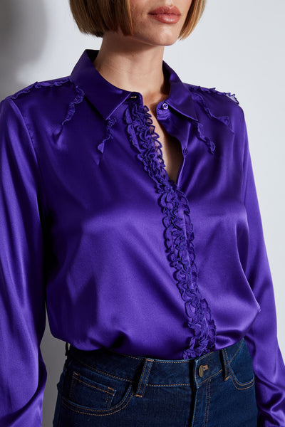 Chiffon Ruffle Silk Satin Shirt Image 5
