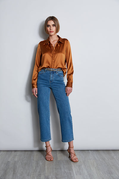 Chiffon Ruffle Silk Satin Shirt Image 3