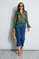 Paisley Crinkle Chiffon Shirt
