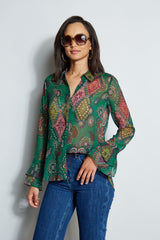 Paisley Crinkle Chiffon Shirt