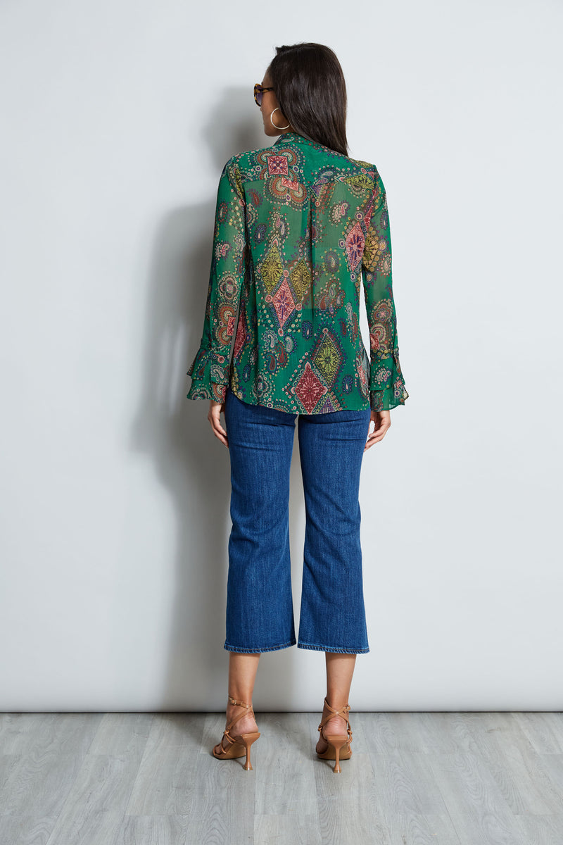 Paisley Crinkle Chiffon Shirt