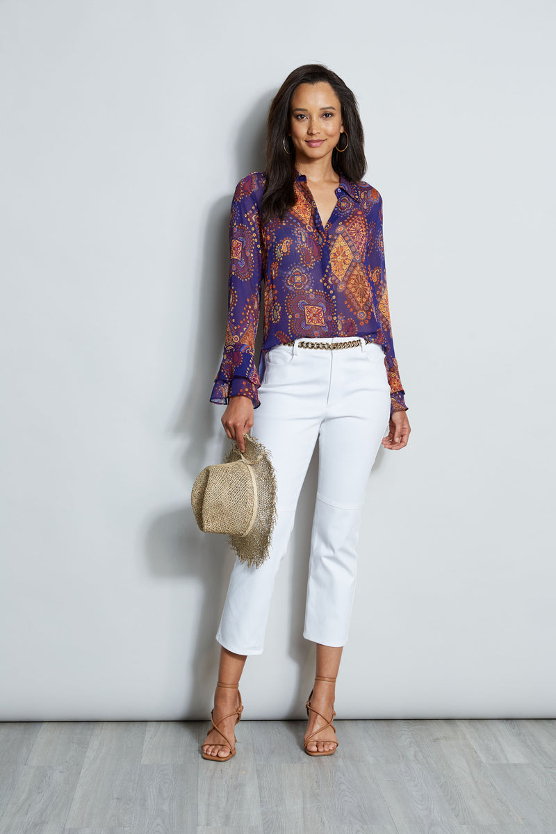 Paisley Crinkle Chiffon Shirt