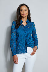 Geo Lace Button Down Shirt