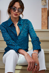 Geo Lace Button Down Shirt