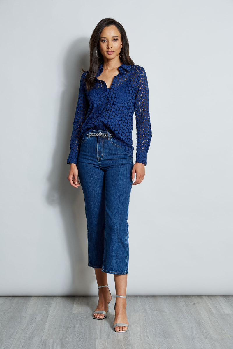 Geo Lace Button Down Shirt