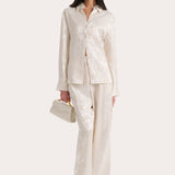 Terra Linen Jacquard Button Down Blouse