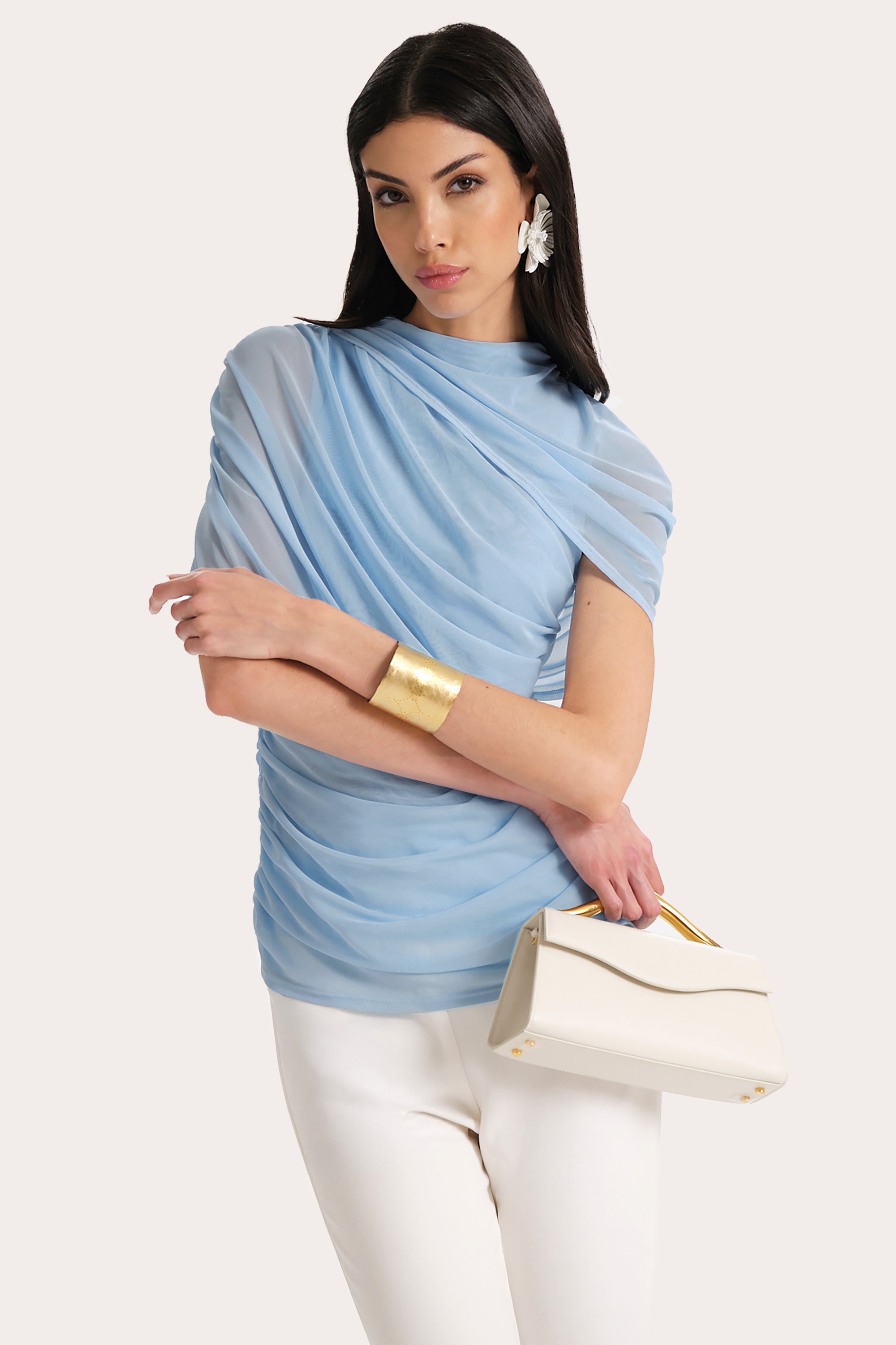 Gaia Draped Mesh Blouse