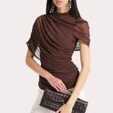 Gaia Draped Mesh Blouse