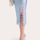 Brooke Silk Charmeuse Lace Trim Skirt