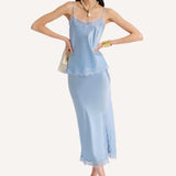 Brooke Silk Charmeuse Lace Trim Skirt