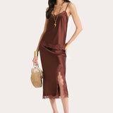 Brooke Silk Charmeuse Lace Trim Skirt