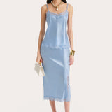 Brooke Silk Charmeuse Lace Trim Skirt