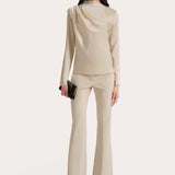 Leah Silk Charmeuse Ruched Long Sleeve Shirt