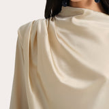 Leah Silk Charmeuse Ruched Long Sleeve Shirt