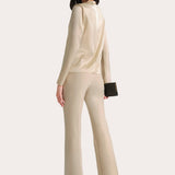 Leah Silk Charmeuse Ruched Long Sleeve Shirt