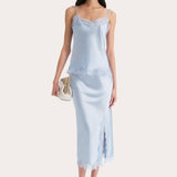 Brooke Silk Charmeuse Lace Trim Skirt
