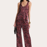 Naya Silk Charmeuse Coral Print Top