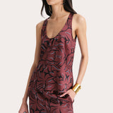 Naya Silk Charmeuse Coral Print Top