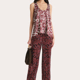 Naya Silk Charmeuse Coral Print Top